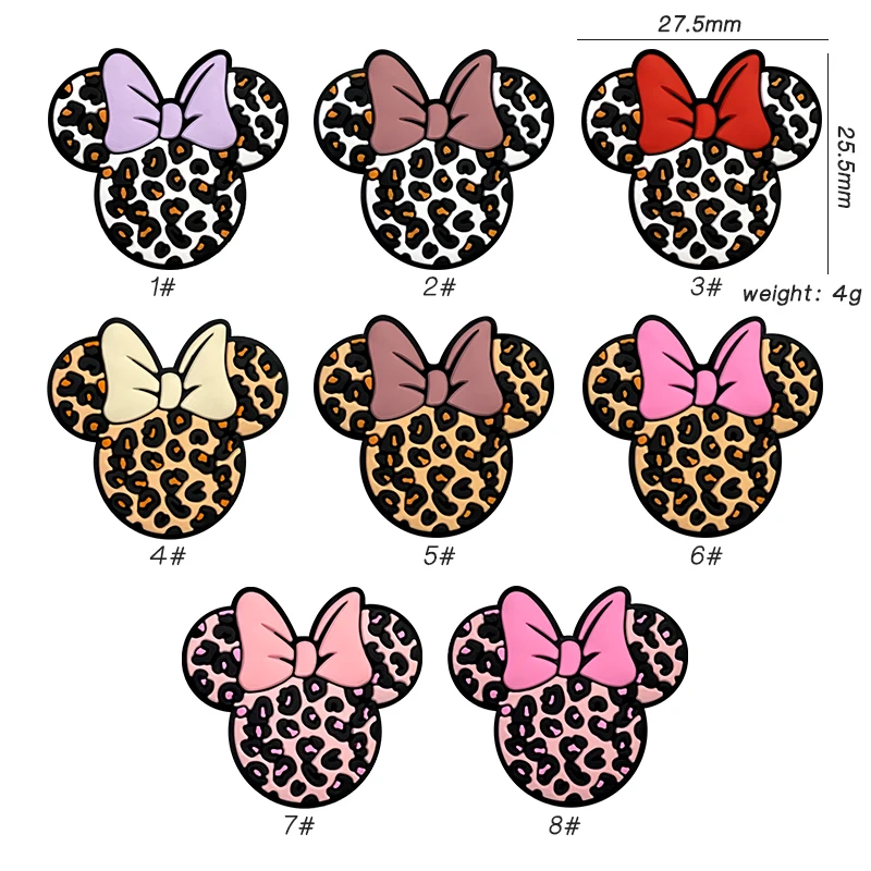 1 Set Silikon Leopardenmuster Mausform Perlen DIY Schnullerkette Nippelhalter Klemmen Handgemachtes Schmuckzubehör – Detail 2
