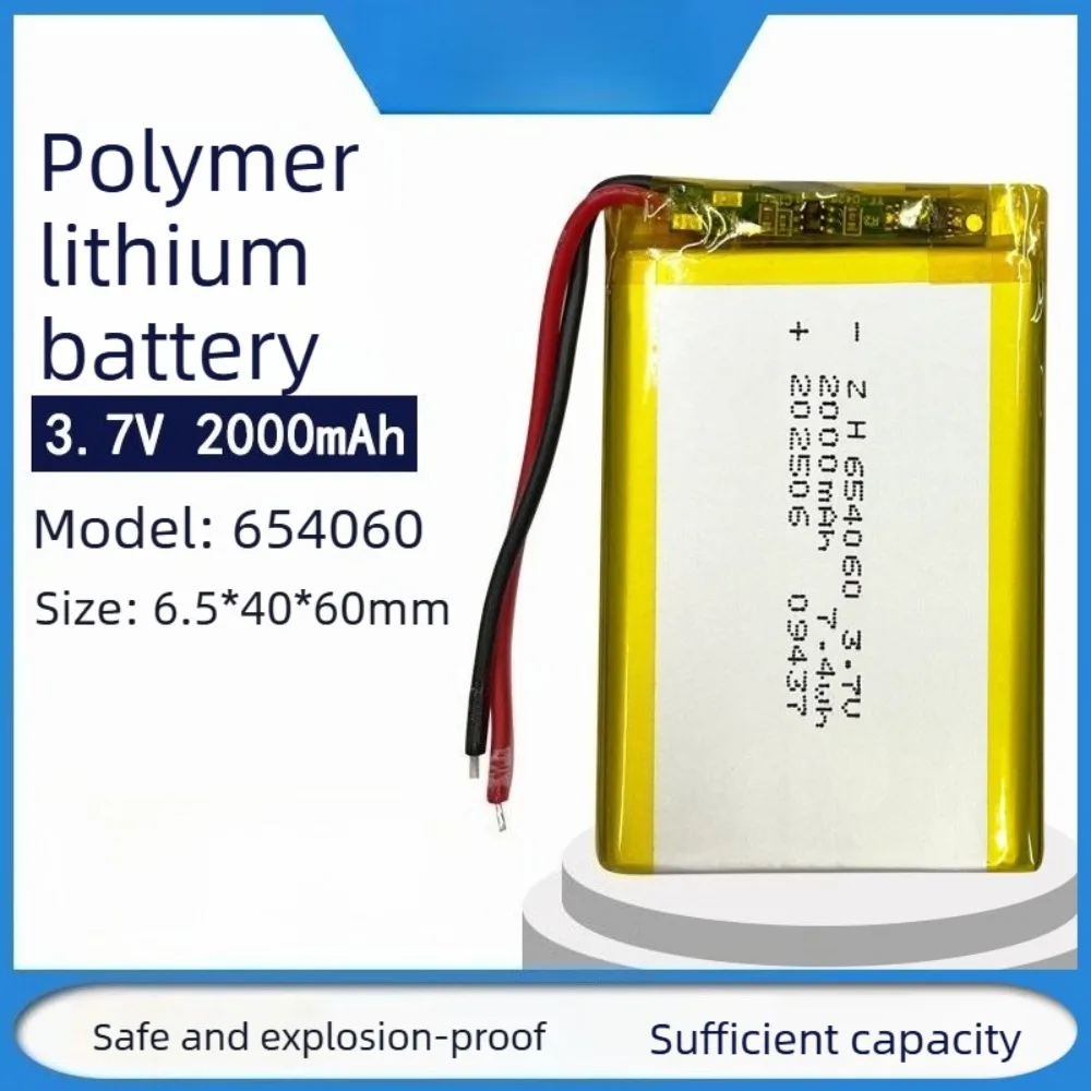 3.7V 2000Mah 654060 Li-Ion Li-Polymer Li Battery For ELECTRIC TOYS TABLET MOBILE POWER DVD GPS MP4 SMART WATCH MP3