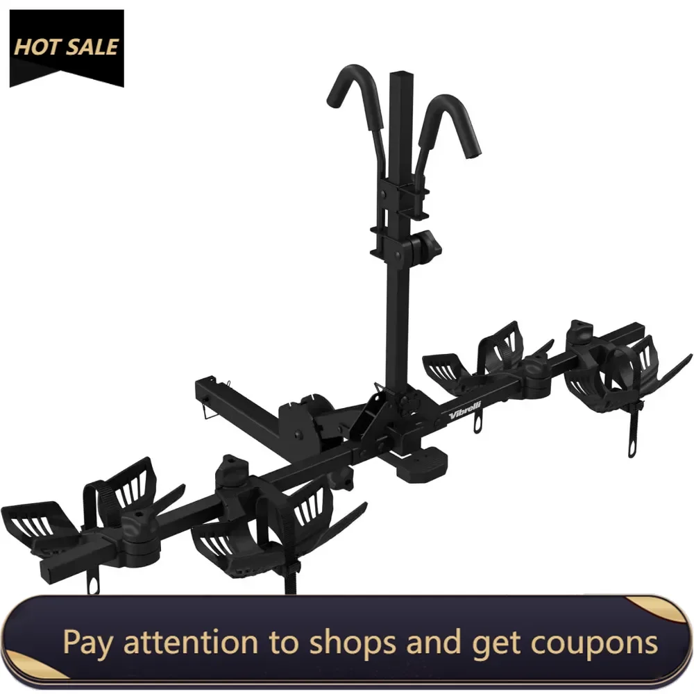 

Electric Bike Hitch Rack - 2 Ebike Rack Fits Fat Tire, Mountain Bike, Standard Bicycles - 65lbs per Bike - Patented Anti-Wobble