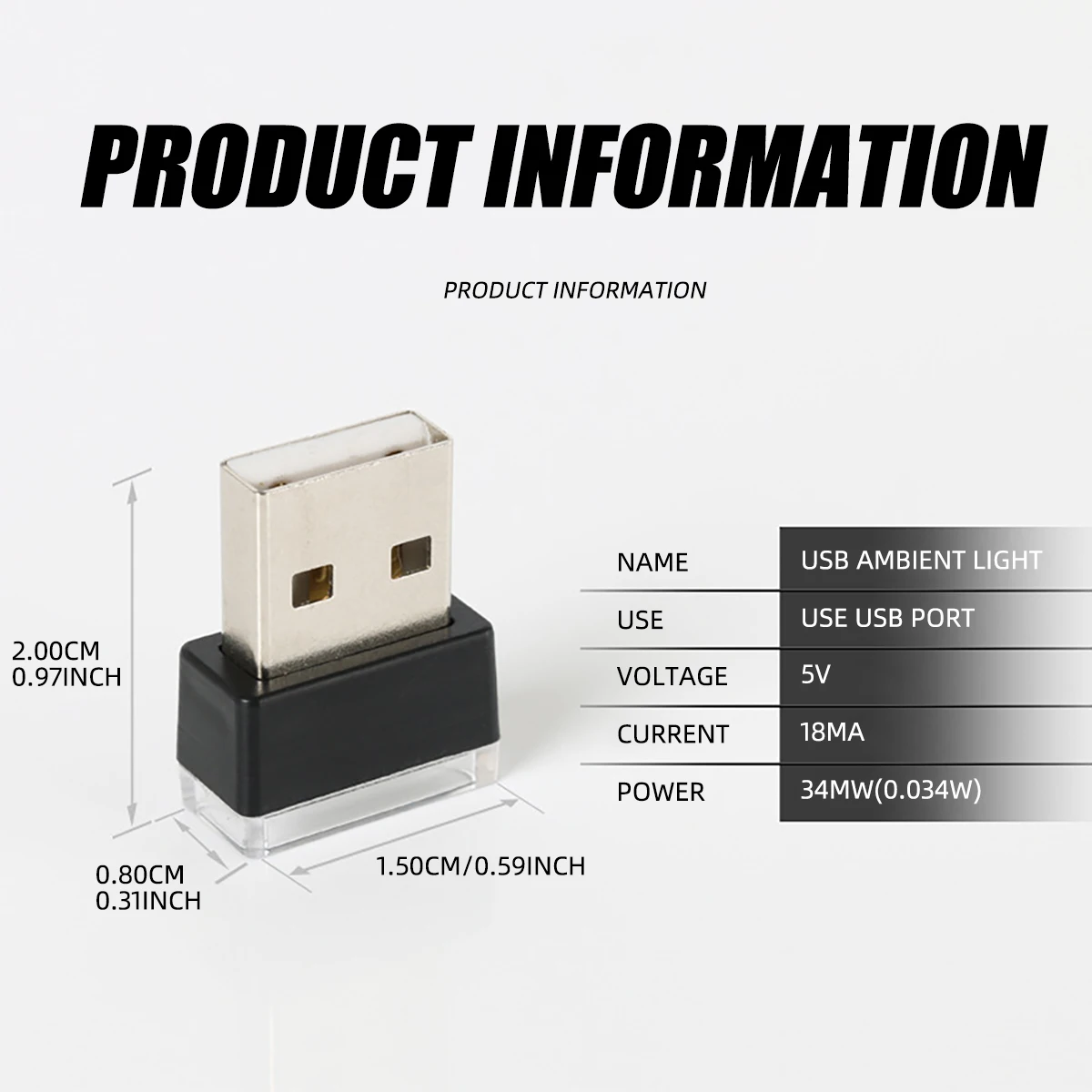 1x Mini USB LED luces de ambiente luz nocturna multicolor Plug and Play adecuado para PC ordenador accesorios interiores de coche