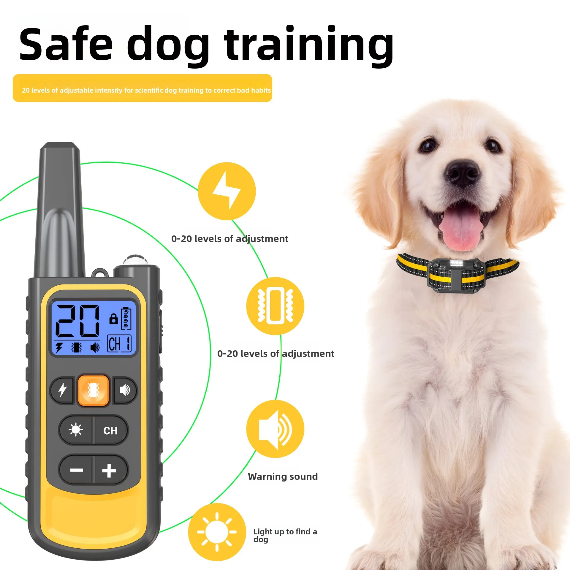 

Rechargeable Waterproof Remote Dog Training Collar Anti‑Bark Shock Vibration Beep Collar Stop Excessive Barking Pet Supplies