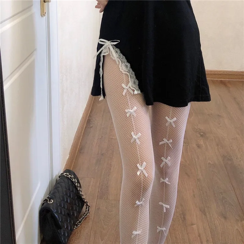 Frauen JK Mädchen Nette Bowknot Strumpfhosen Lolita Strumpfhosen Sexy Spitze Mesh Fishnet Oberschenkel Hohe Strümpfe Club Party Cosplay Kawaii Strumpfwaren – Detail 9