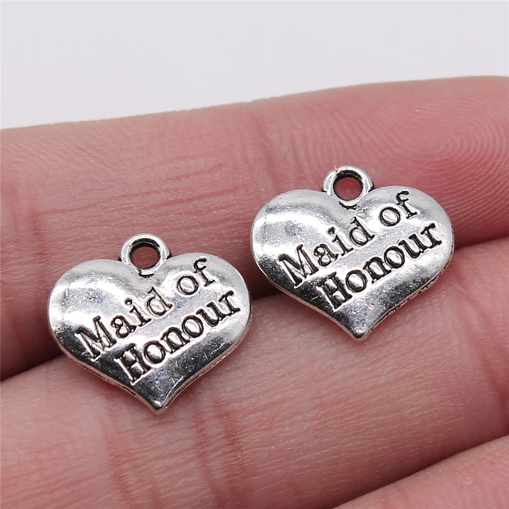 20pcs 14x15mm Maid Of Honour Charms Antique Silver Plated For Jewelry Making Charms Pendant DIY Jewelry Components