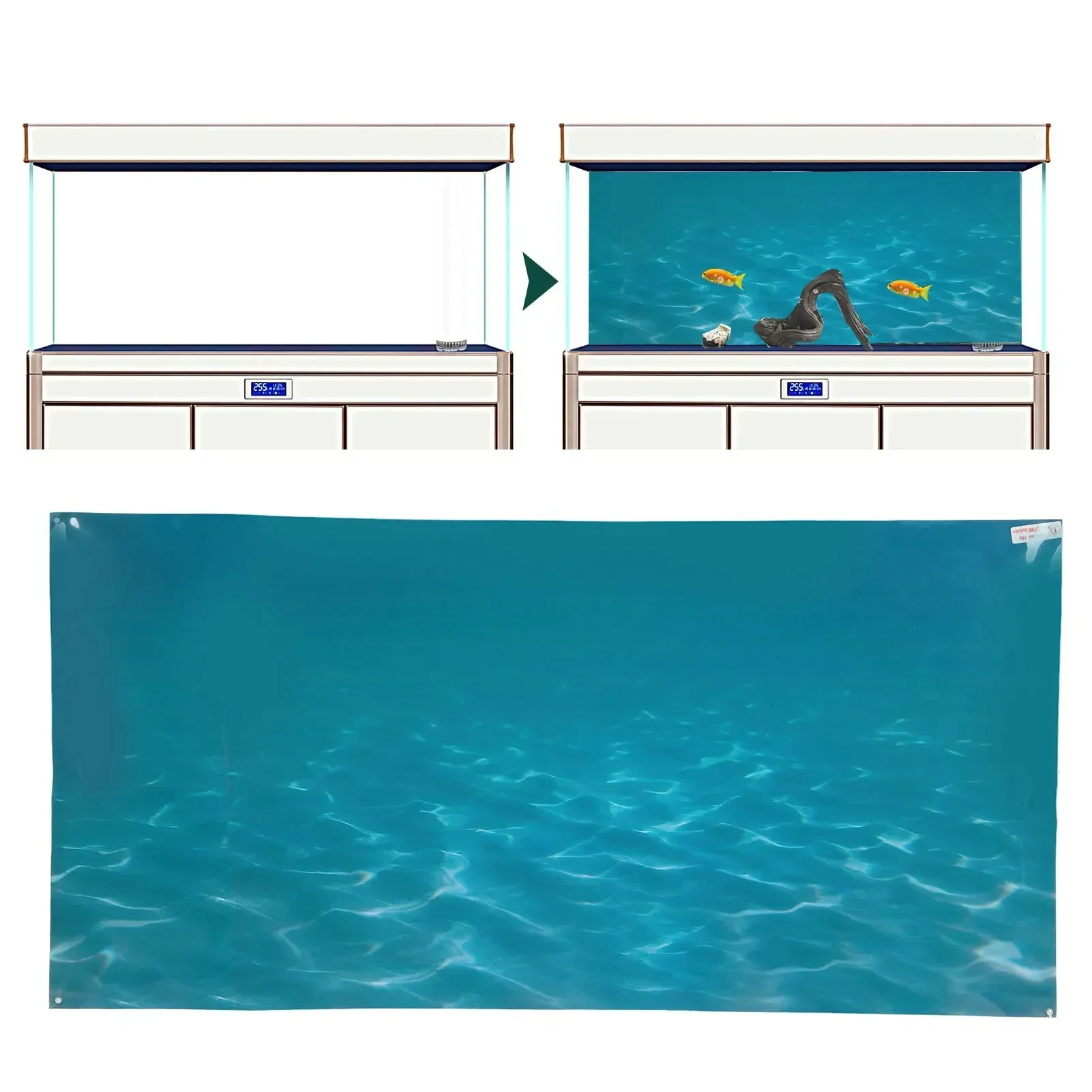 Aquarium PVC Background Self Adhesive 3D Blue Sea Water Sticker Fade Free For Fish Tank Aquascape Decoration