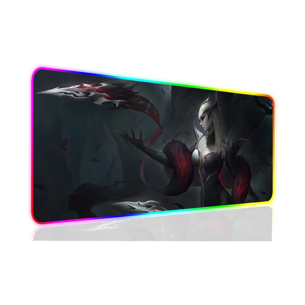 1pc Evelynn Soul Fighter League Of Legends XXL RGB Gaming Mouse Pads HD Black Gamer Accessories Large LED