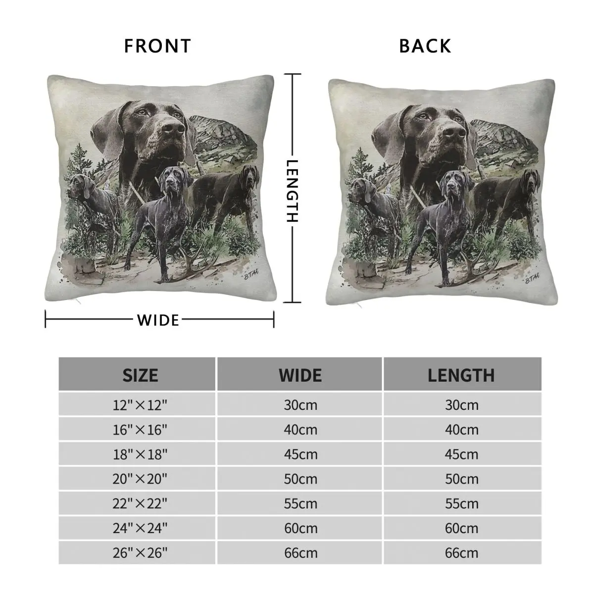 German Shorthaired Pointer Square Pillowcase Polyester Linen Velvet Printed Decor Throw Pillow Case Sofa Seater Cushion Cover