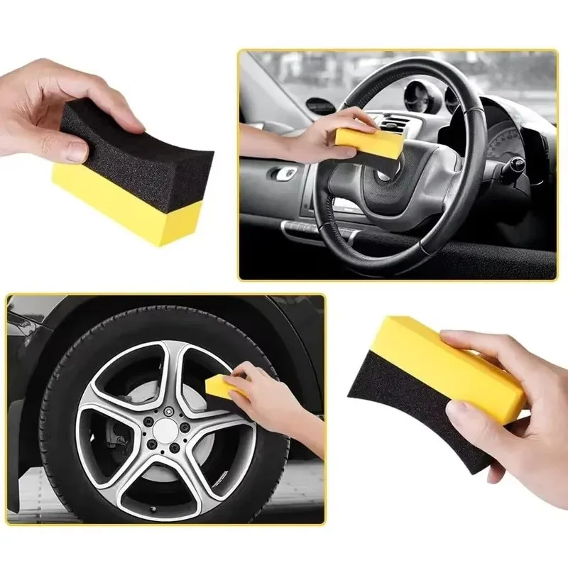 2-12pcs Car Wheel Polishing Waxing Sponge Brush Tire  Foam Sponge Pad Tyre Polish Detail Wash Wiper Cleaner Tool Car Accessories