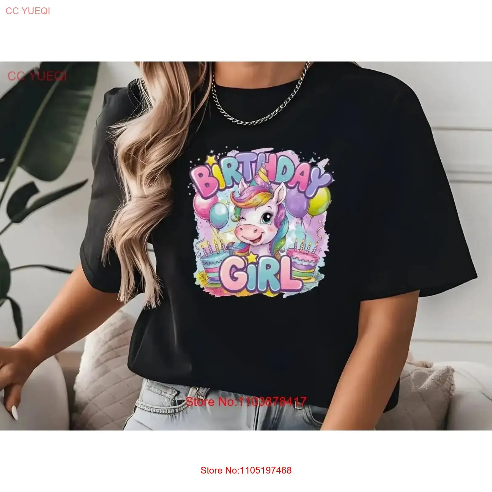 

Birthday Girl T Shirt Unicorn Party Squad Princess vintage Washed Unisex graphic homme Breathable designer clothes