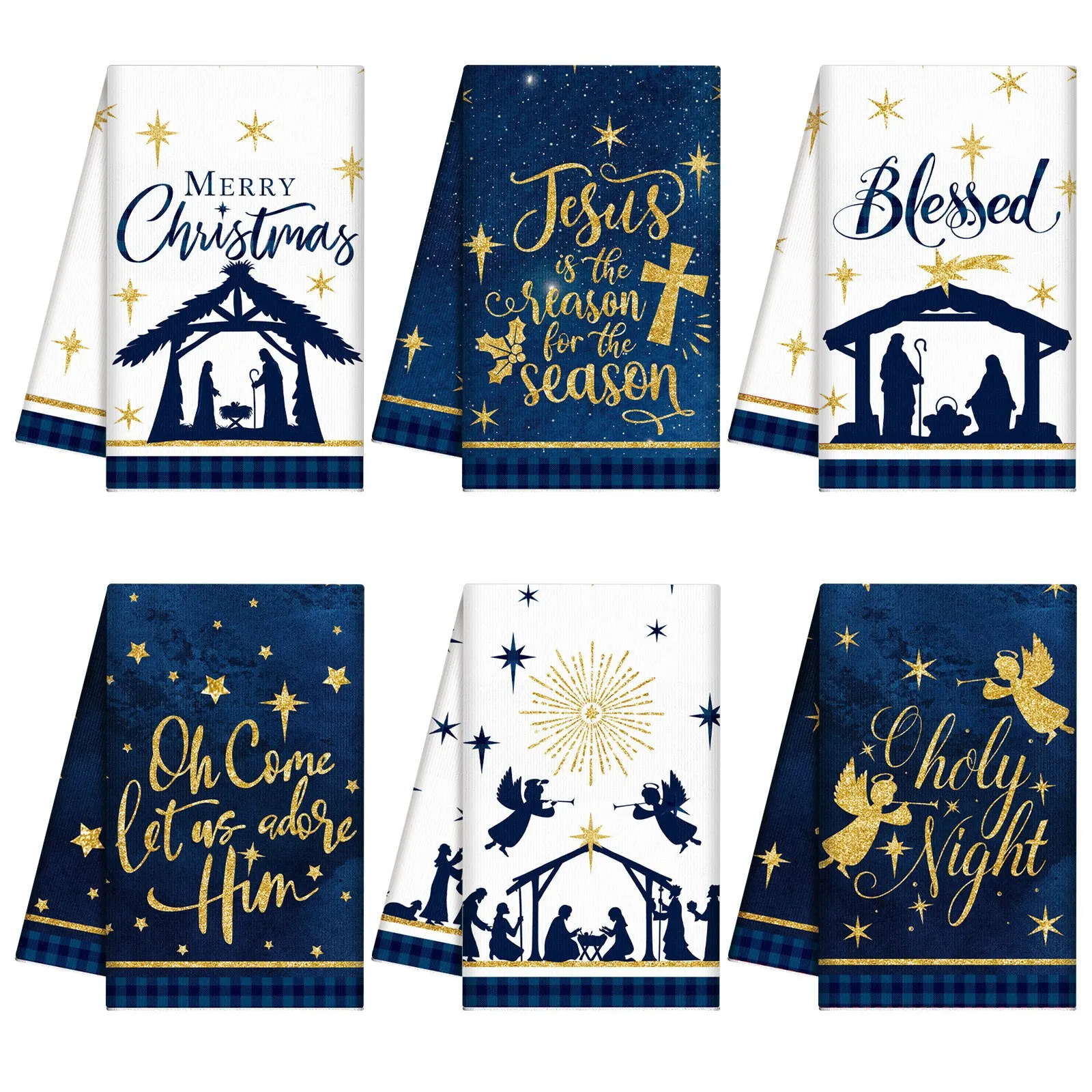 6 Christmas kitchen towels, Christmas scenes, Christmas hand towels, decorative napkin cloth, winter tea towels