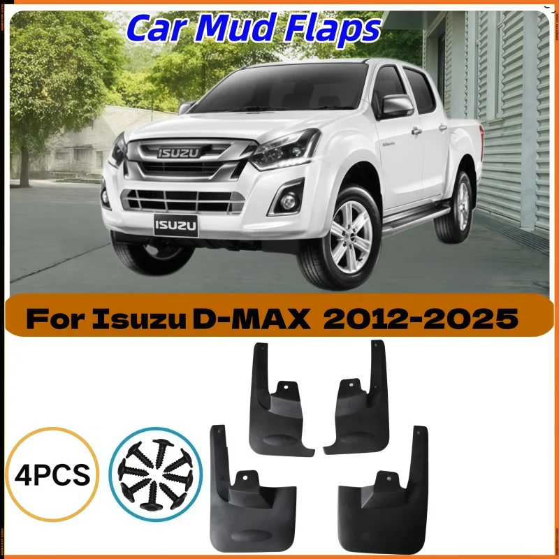 For Isuzu D-MAX (RG/RR) 2012-2025 Pickup Black ABS Mud Flaps Heavy-Duty Mudguards 2WD/4WD Car Accessories