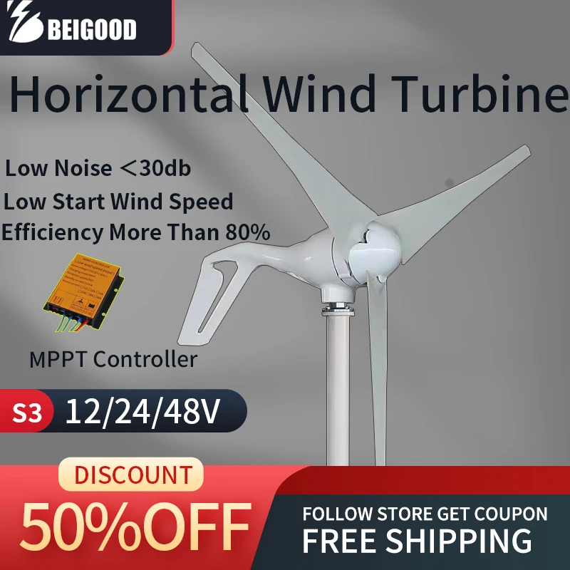 5000W Windmill 12V 24V 48V 5 Blades Wind Turbine Generator With MPPT Controller Low Start Wind Speed Free Energy Home Appliance