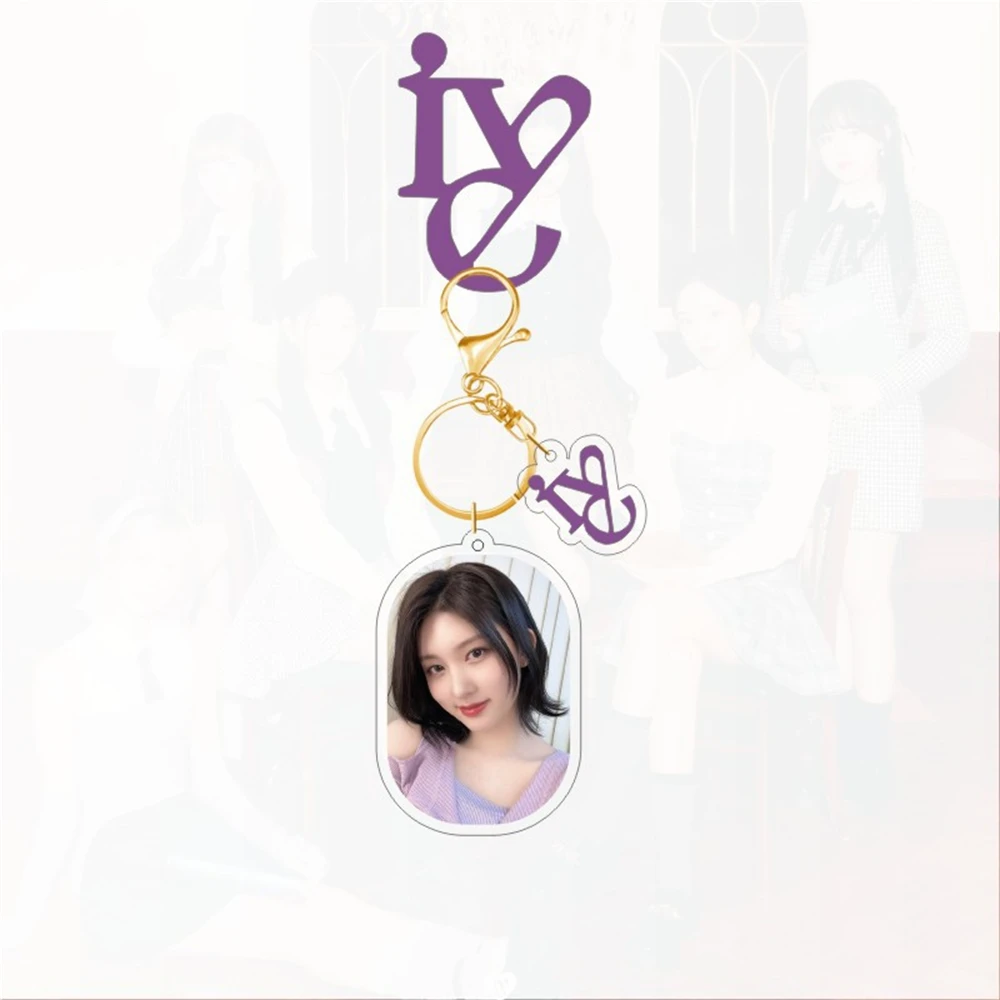 KPOP IVE Keychain Cute Character Acrylic Keyring Pendant Bag Accessories Wonyoung LIZ Rei Double-Sided Keychain Fans Collection