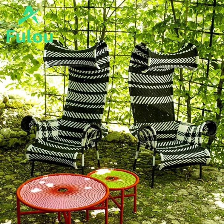 Modern Comfortable Rope Weave Garden Chair with Stainless Steel Frame for Indoor/Outdoor Villa Patio Hotel Use