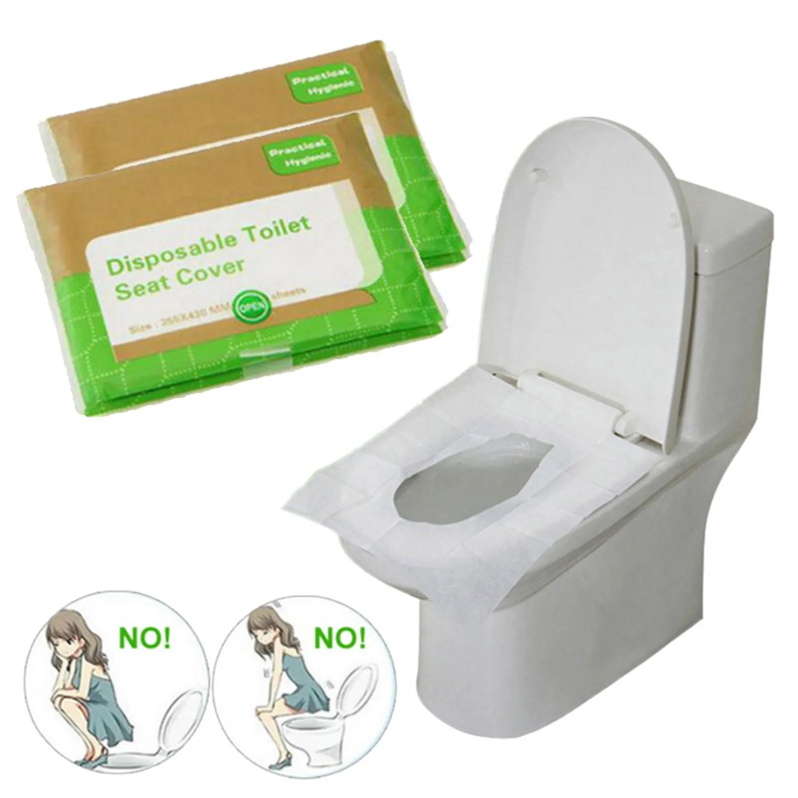 

Flushable Disposable Toilet Seat Covers (10-Pack) - Travel-Friendly Hygienic Covers for Airplanes, Camping & Public Restrooms