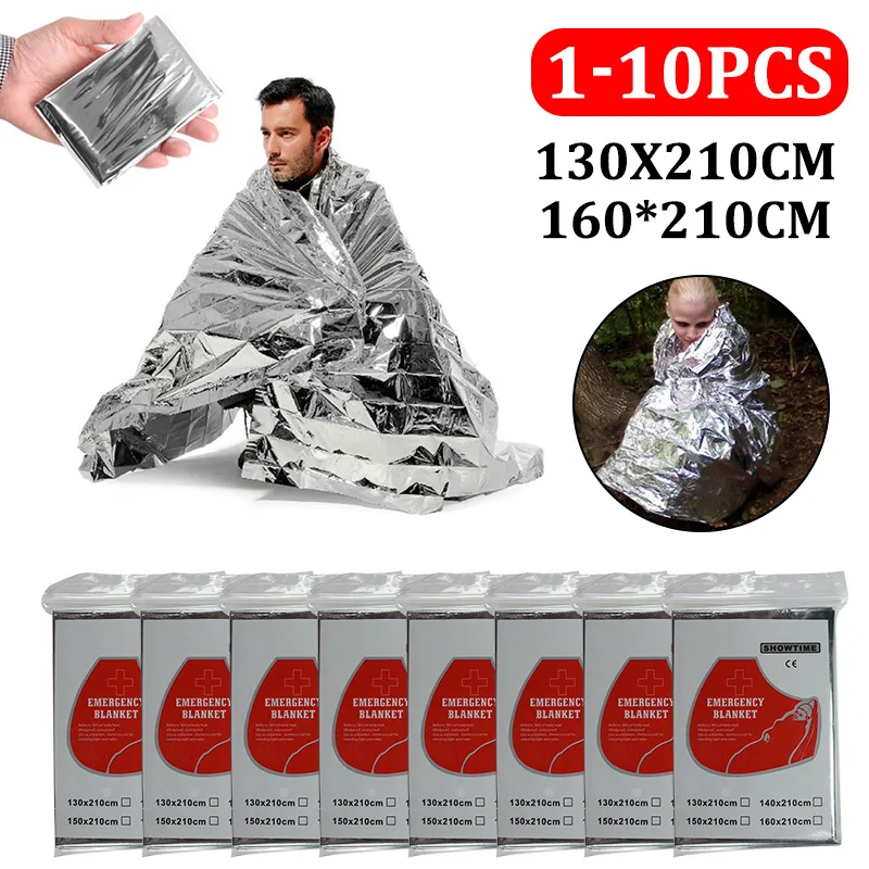 Outdoor Molle Emergency Rescue Blanket Lifesave First Aid Kit Windproof Foil Cover Military Tactical Thermal Survival Blankets