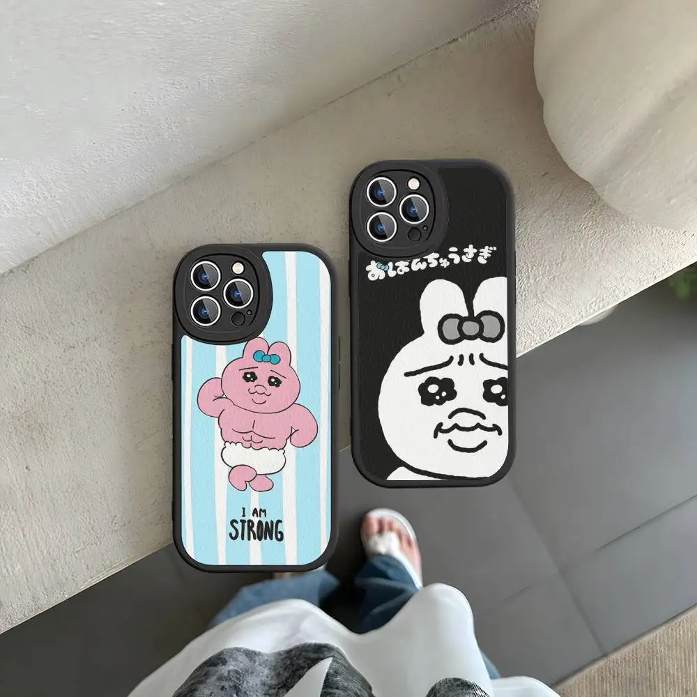 Character O-Opanchu U-Usagi Leather Phone Case For IPhone 15 14 13 Pro Max 12 11 16 Plus Phone Cover