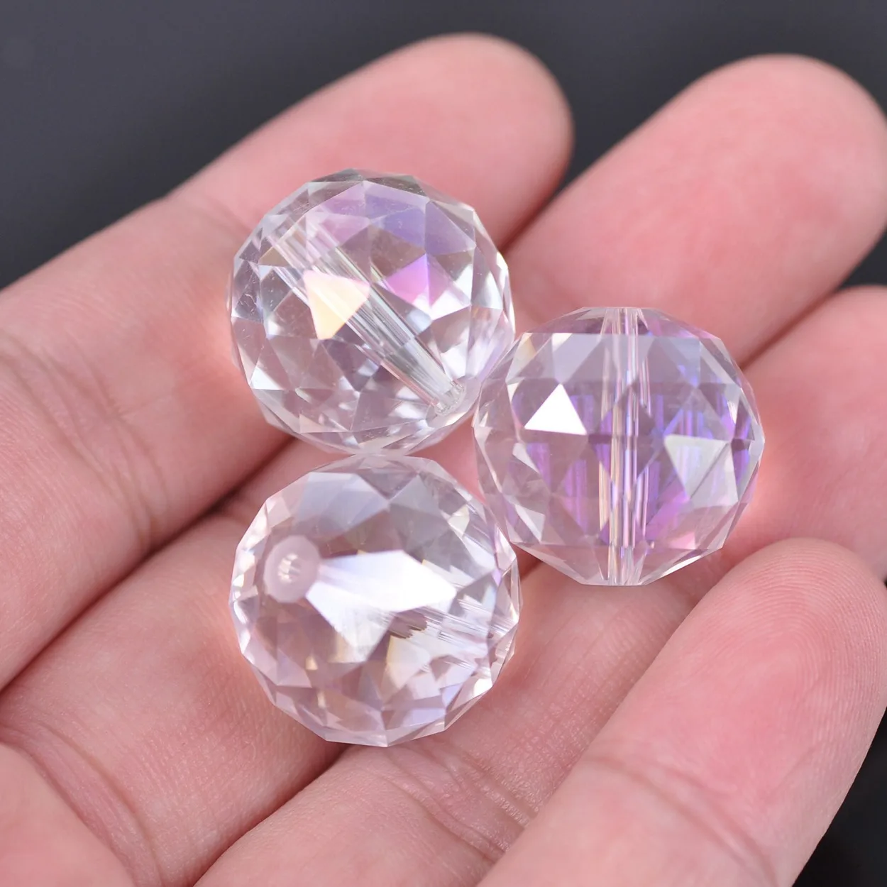 5pcs 20mm Round Faceted Coloful Plated Crystal Glass Loose Beads for Jewelry Making DIY Crafts Findings