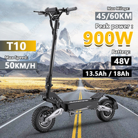 OOTD T10 E-Scooter 900W Peak power 48V 13.5/18 Ah Battery LED Display Electric Scooter for Adults 11inch Off-Road Tire EScooters
