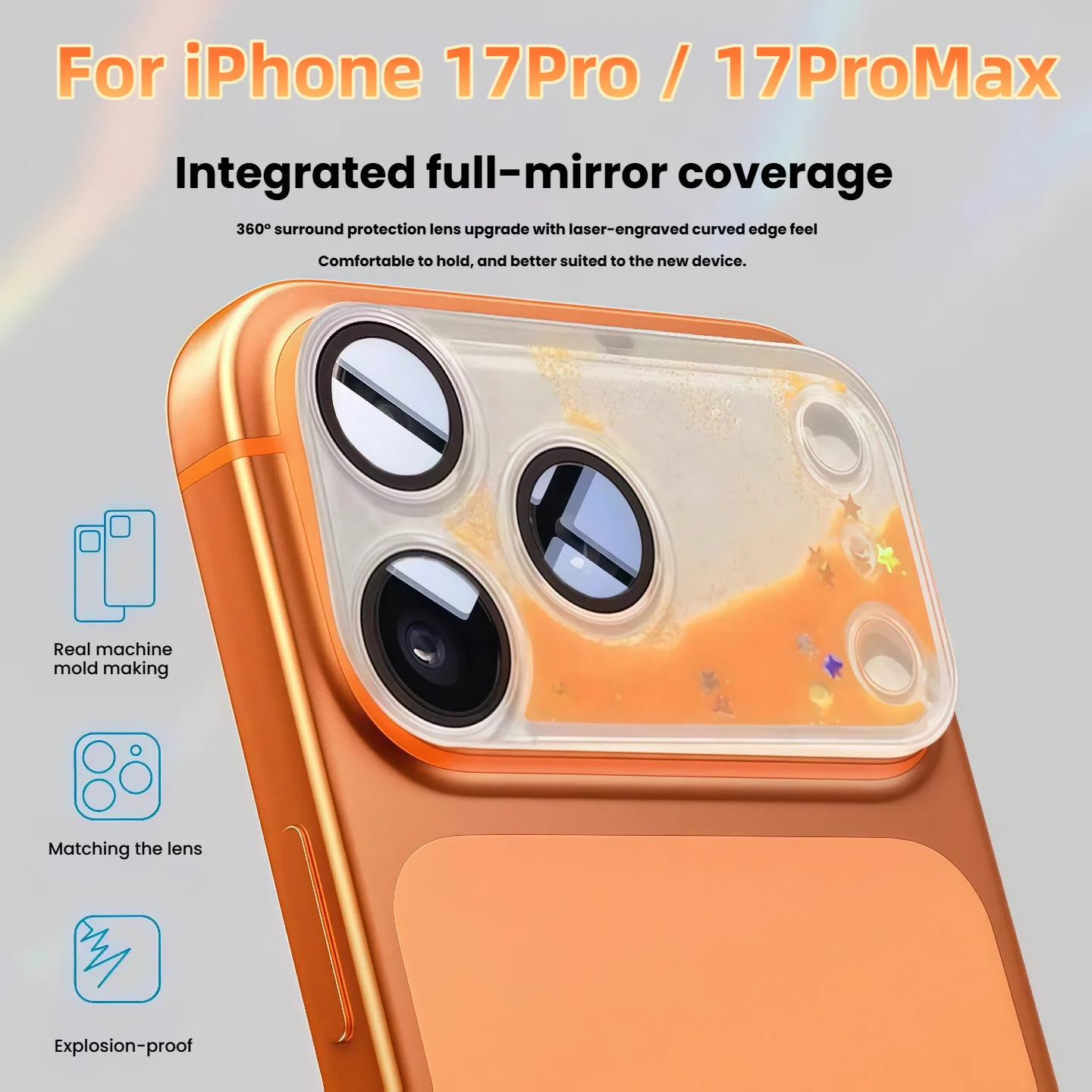 

Stylish Quicksand Lens Film for iPhone 17 Pro/17Pro Max Full Protection Anti-Drop Clear Back Cover - Durable Scratch-Resistant