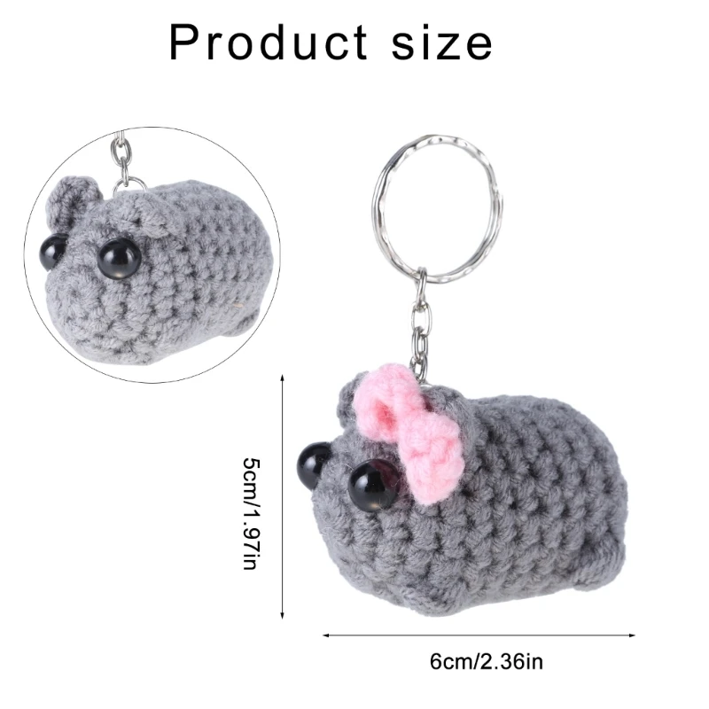 น่ารัก Sad Hamster Key แหวนสะดุดตาตุ๊กตา Bowknot Hamster Key แหวนอุปกรณ์เสริมอินเทรนด์ Key CHAIN ​​เครื่องประดับ