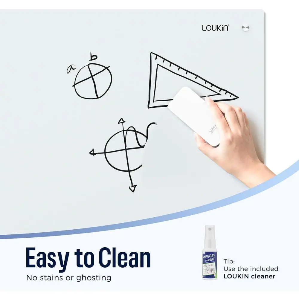 سبورة بيضاء زجاجية مغناطيسية مثبتة على الحائط مقاس 24 × 36 بوصة مع ملحقات للمكتب/المدرسة #5