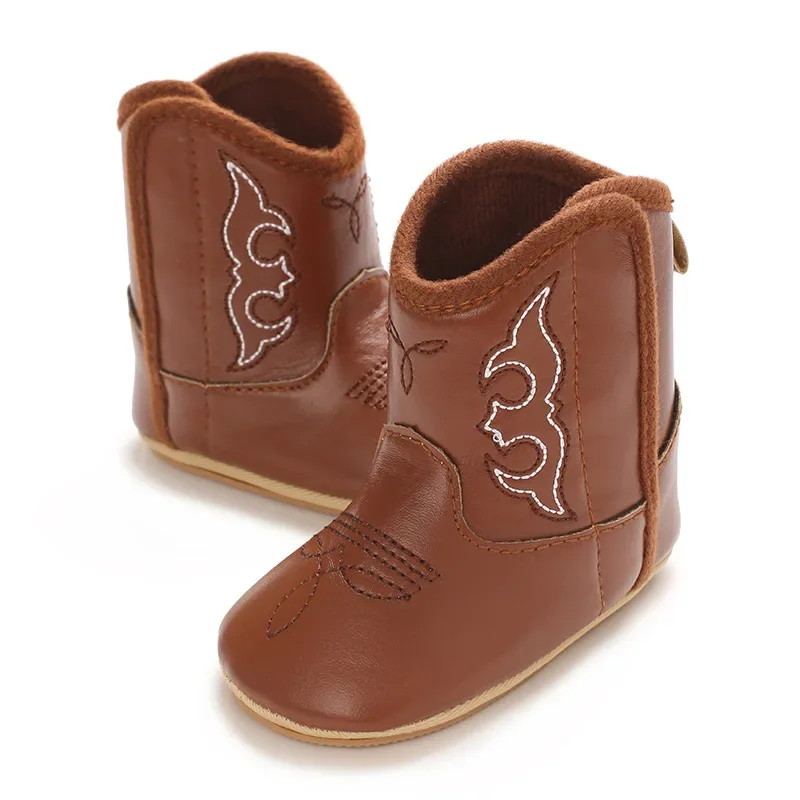 Baby Little Boots Soft PU and Cotton High Quality 2024 New Style Spring Autumn Prewalking  Western Boots Shoes for Boys Girls