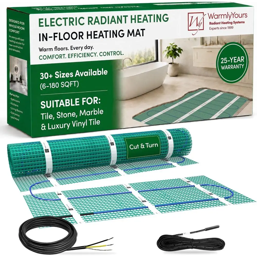 

Heated loor System 78 sqt - Electric Heated loor Mat or ast, Even Warmth Under Tile, Stone – Ideal or Bathroom - 1.5x52 t 120V (