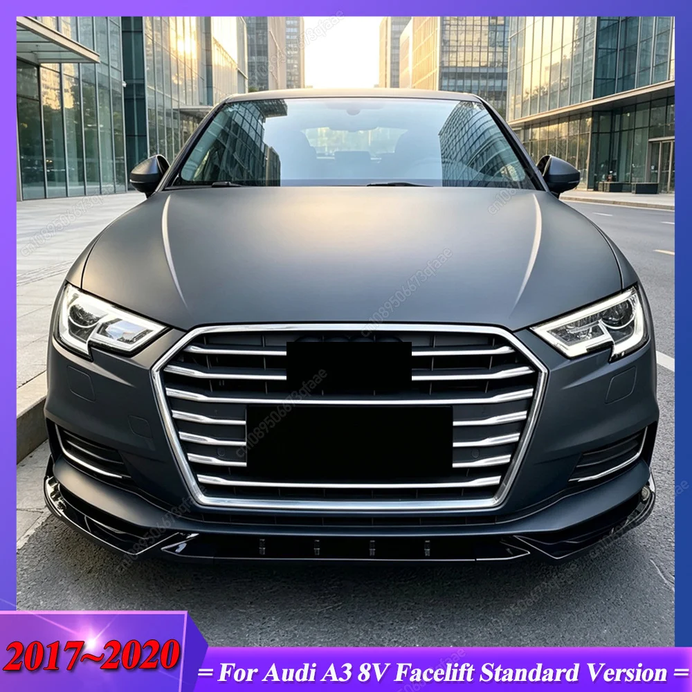 For Audi A3 8V Facelift Standard Version 2017-2020 Front Bumper Splitter Lip Diffuser Body Kit Spoiler Guard Car Styling Upgrade