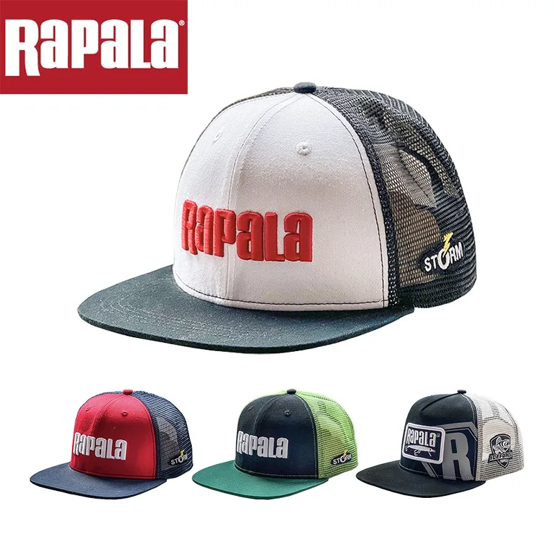 RAPALA Embroidered Fishing Hat Flat Brim  Hat Men's Mesh Back Women's Adjustable Baseball Truck Hat Snapback Golf Hat