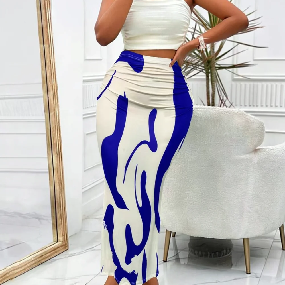 High Waist Zebra Print Midi Skirt Womens Bodycon Fishtail Pencil Skirt Elegant Slim Fit Fashion Streetwear Casual Bottoms
