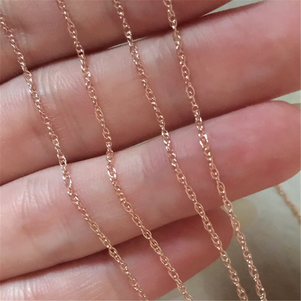 Cadena de cuerda de trigo inacabada a granel llena de oro rosa de 14K para collar y pulsera de 3,28 pies (aproximadamente 1m)