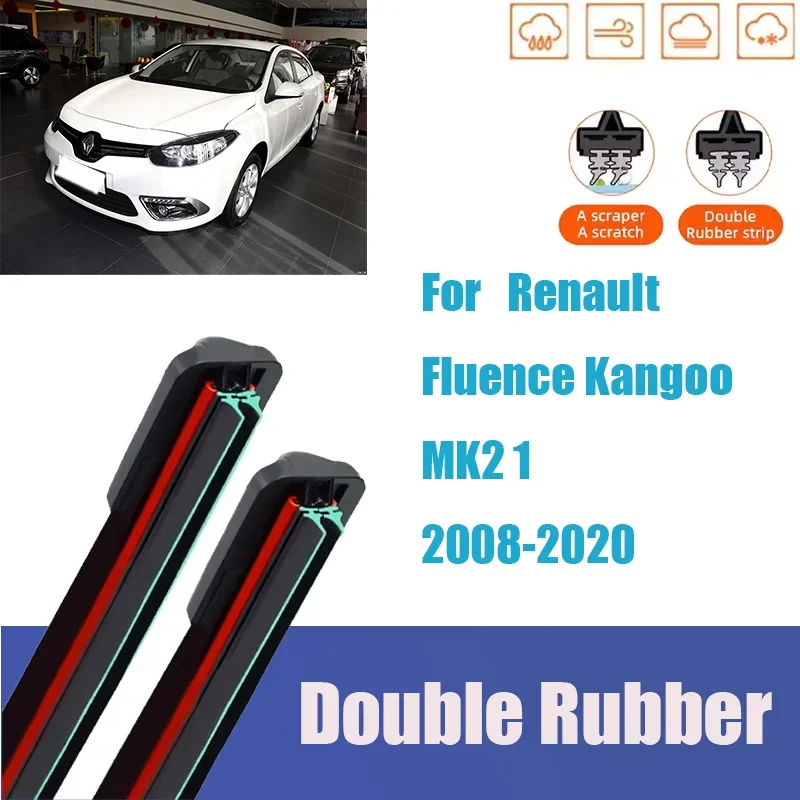 

For Renault Fluence Kangoo MK2 1 Rear Front Windshield Wiper Parts Gener Autos Multifunctional Double Rubber Accessories Mute
