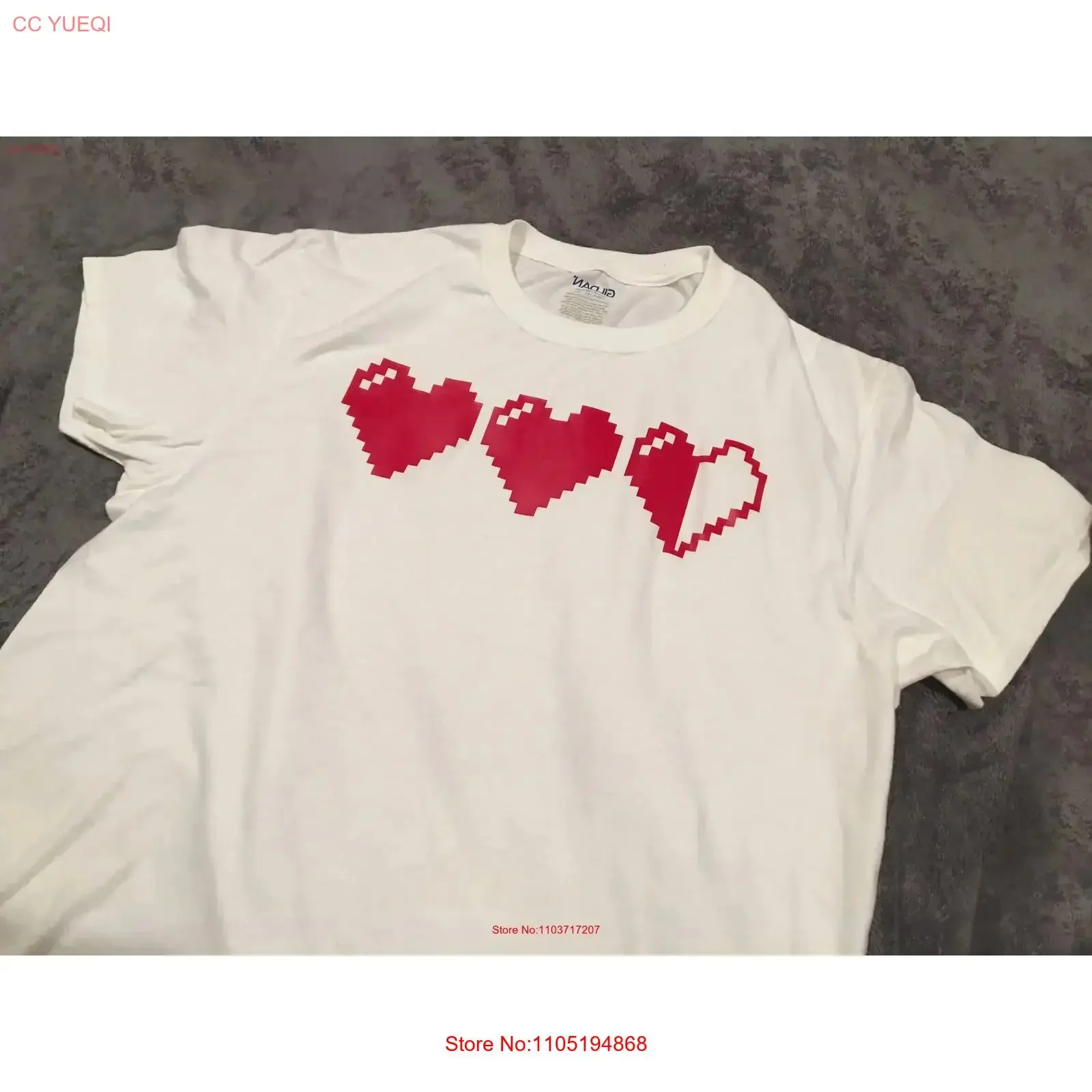 8 bit Heart Life Meter T Shirt 100 Cotton tee with permanent high quality vinyl lettering vintage Washed graphic Comfortable