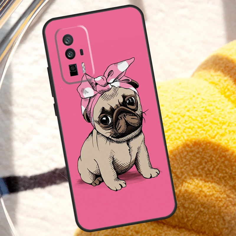 CUTE PUPPY PUG DOG MOPS Case For POCO X3 X4 X5 X6 Pro M5s M6 F3 F5 Xiaomi 14 13 Ultra 12 Lite 11T 12T 13T Pro Cover