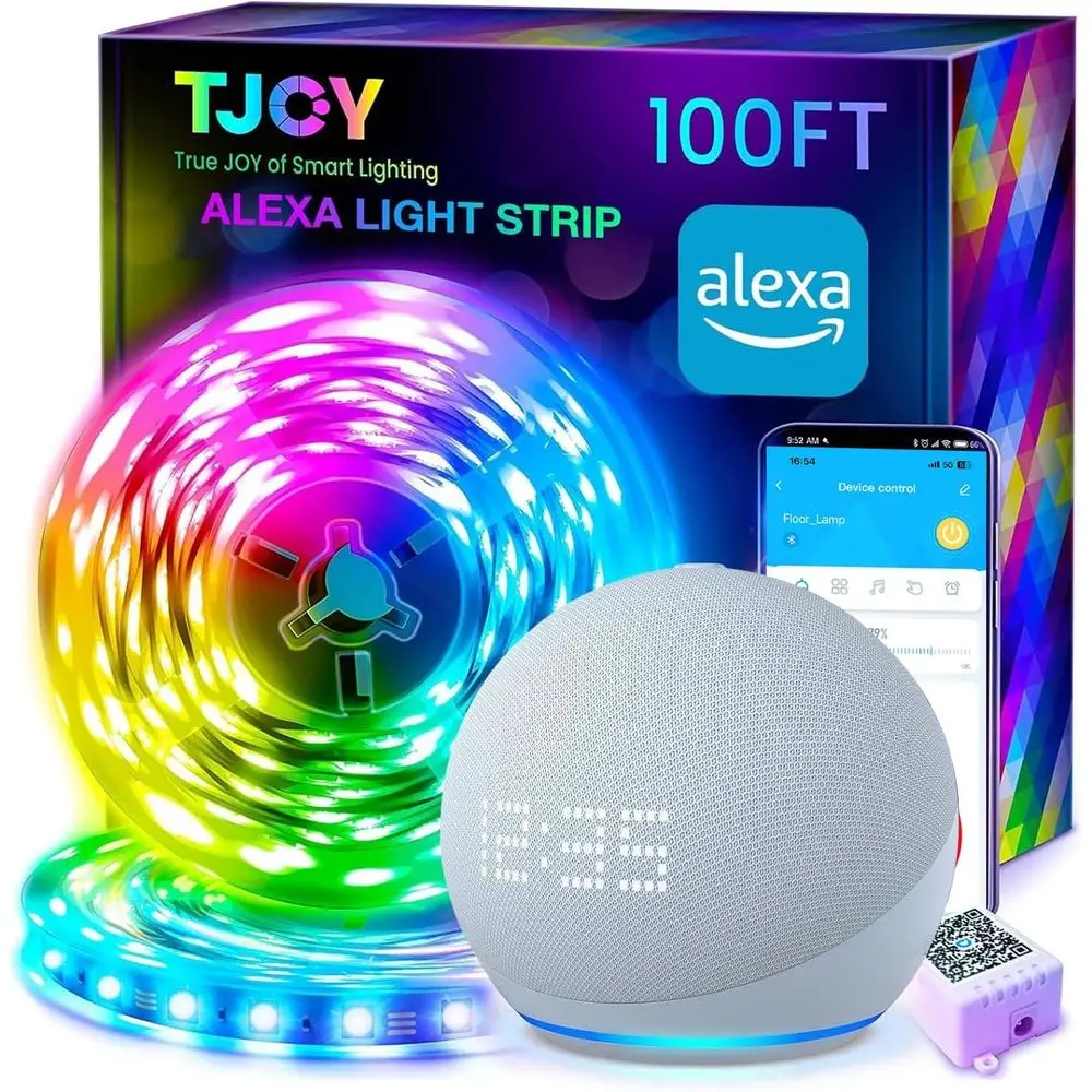 

Умные светодиодные ленты RGB для спальни, совместимые с Alexa, меняющие цвет с синхронизацией по музыке, управление через приложение и голосом