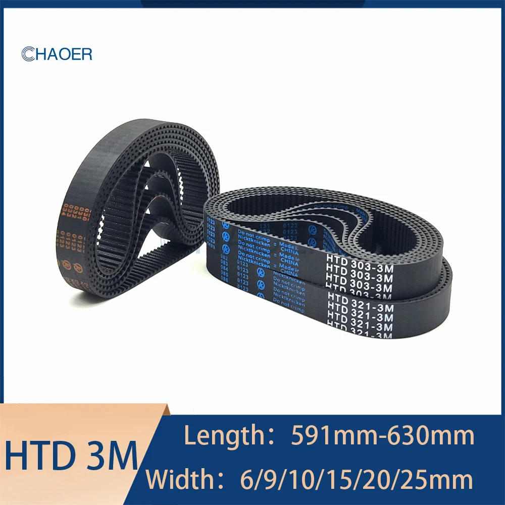 HTD 3M Rubber Close Timing Belt Length 591‑630mm Width 6‑25mm Arc Tooth Synchronous Belt For 3D Printer Extruder Laser Engraving
