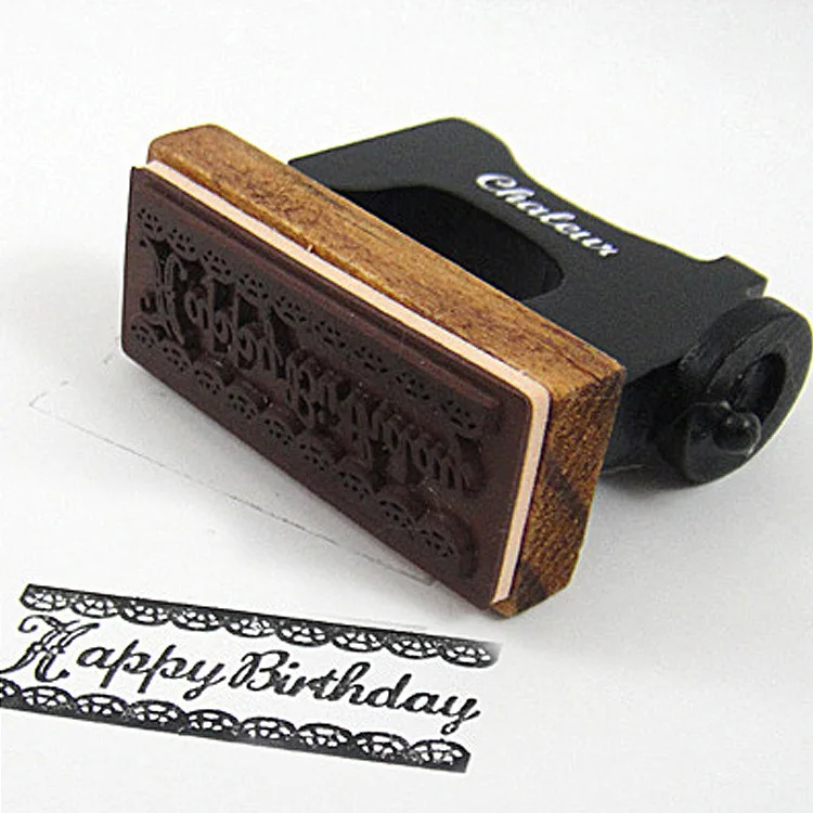 Single Style Korean Stationery Available Chic Retro Small Sewing Machine Happy Birthday Stamp Rubber Stamps Kawaii