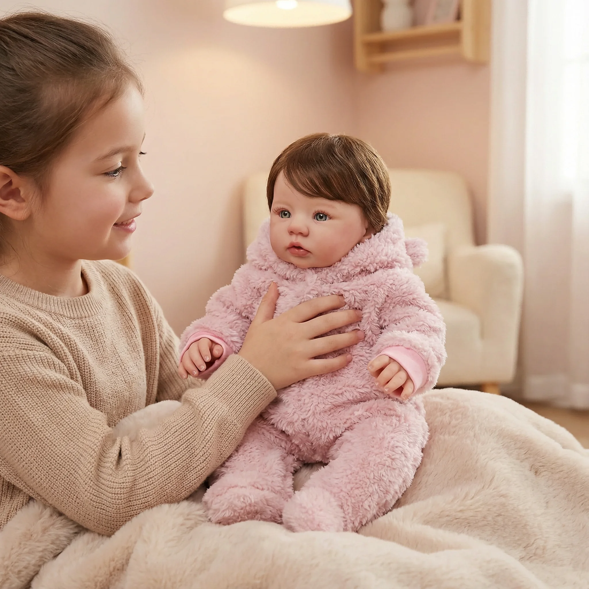 NPK 19inch Art Doll With Vinyl Body Abigail Lifelike Cuddly Baby Multiple Layers Painting 3D Skin with Visible Veins