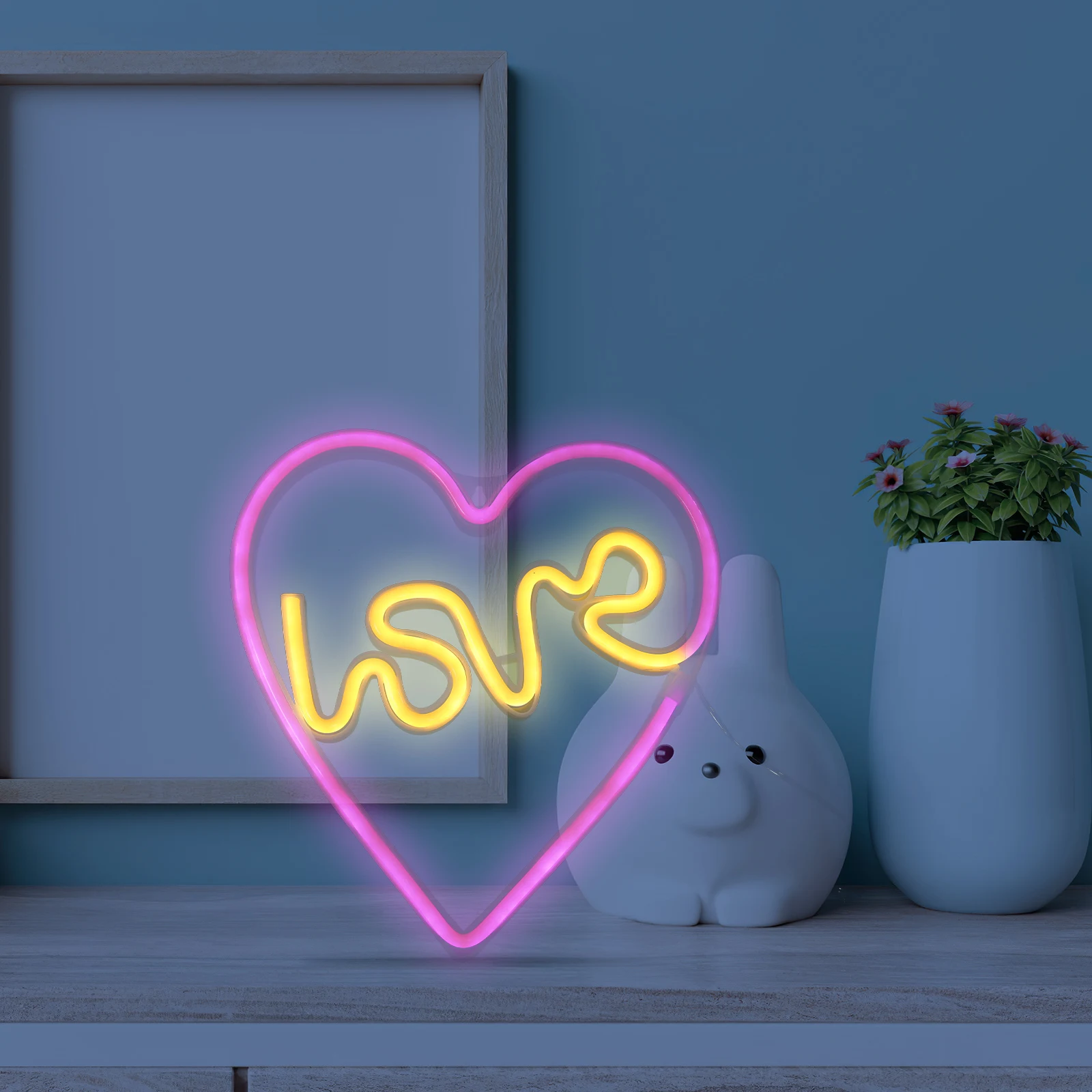 

Heart Shaped Neon Sign LED USB Powered Bedroom Living Room Decor Atmosphere Light for Home Bar Office Party Christmas Wedding