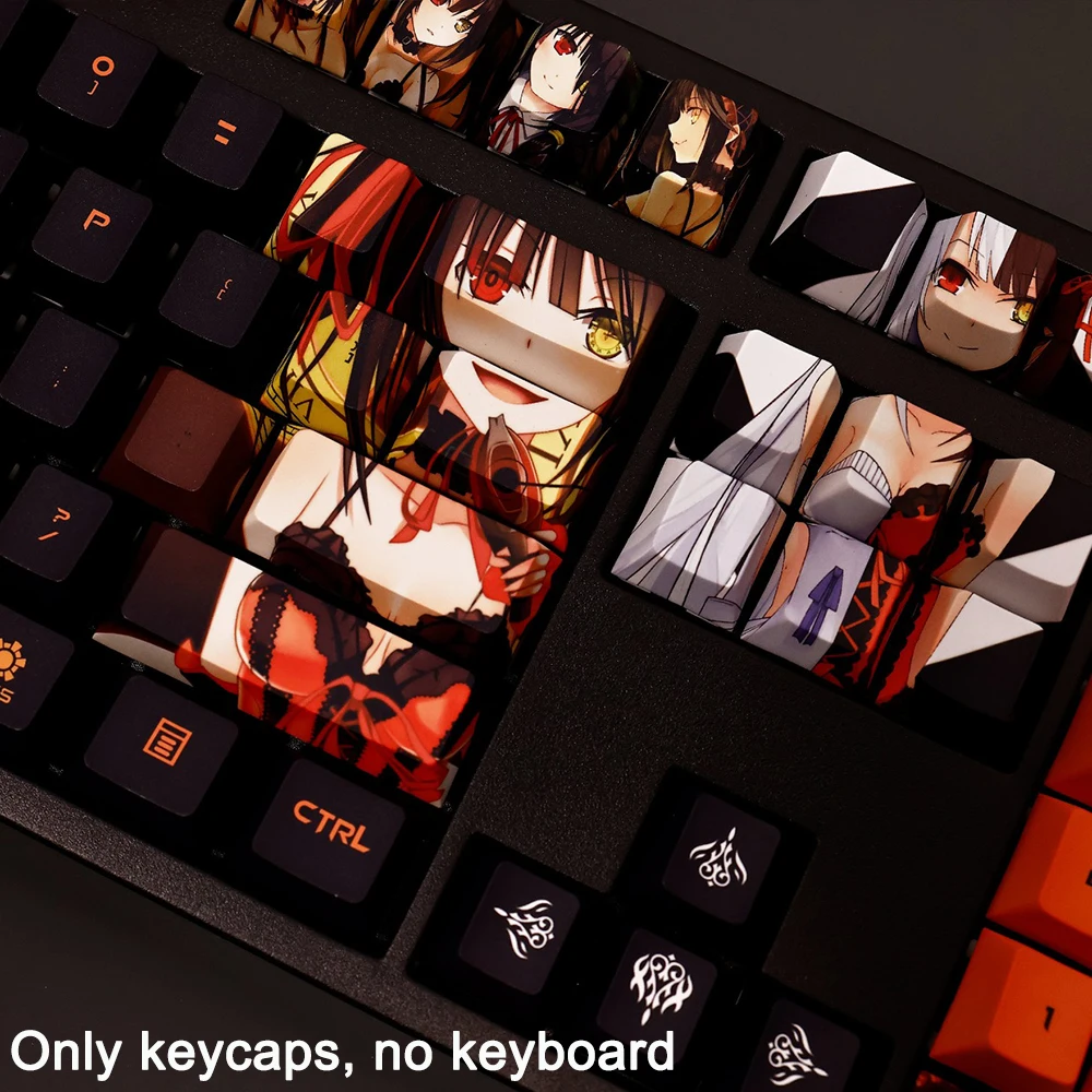 108 Keycaps 1 Set PBT Dye Subbed Keycaps Two Dimensional Anime Key Caps Backlit Keycap For DATE A LIVE Princess  Tokisaki Kurumi