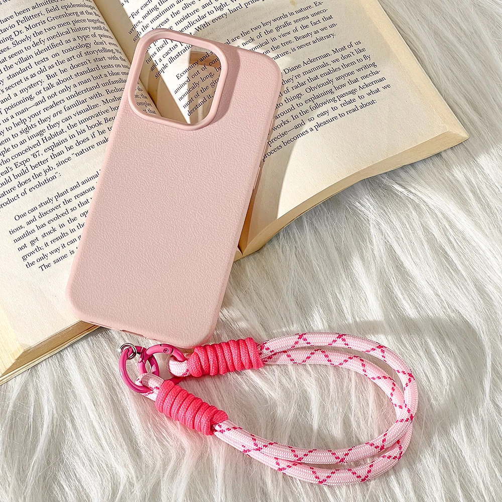 كاندي اللون الحبل الجلود قضية الهاتف آيفون 16 برو ماكس غطاء 15 13 12 برو 16 15 14 زائد للصدمات المضادة للانزلاق واقية