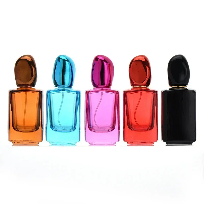 컬러 유리 향수병 투명 사각 병 30ml 50ml 화장품 미세 분무 스프레이 병 공급 향수 스프레이 병