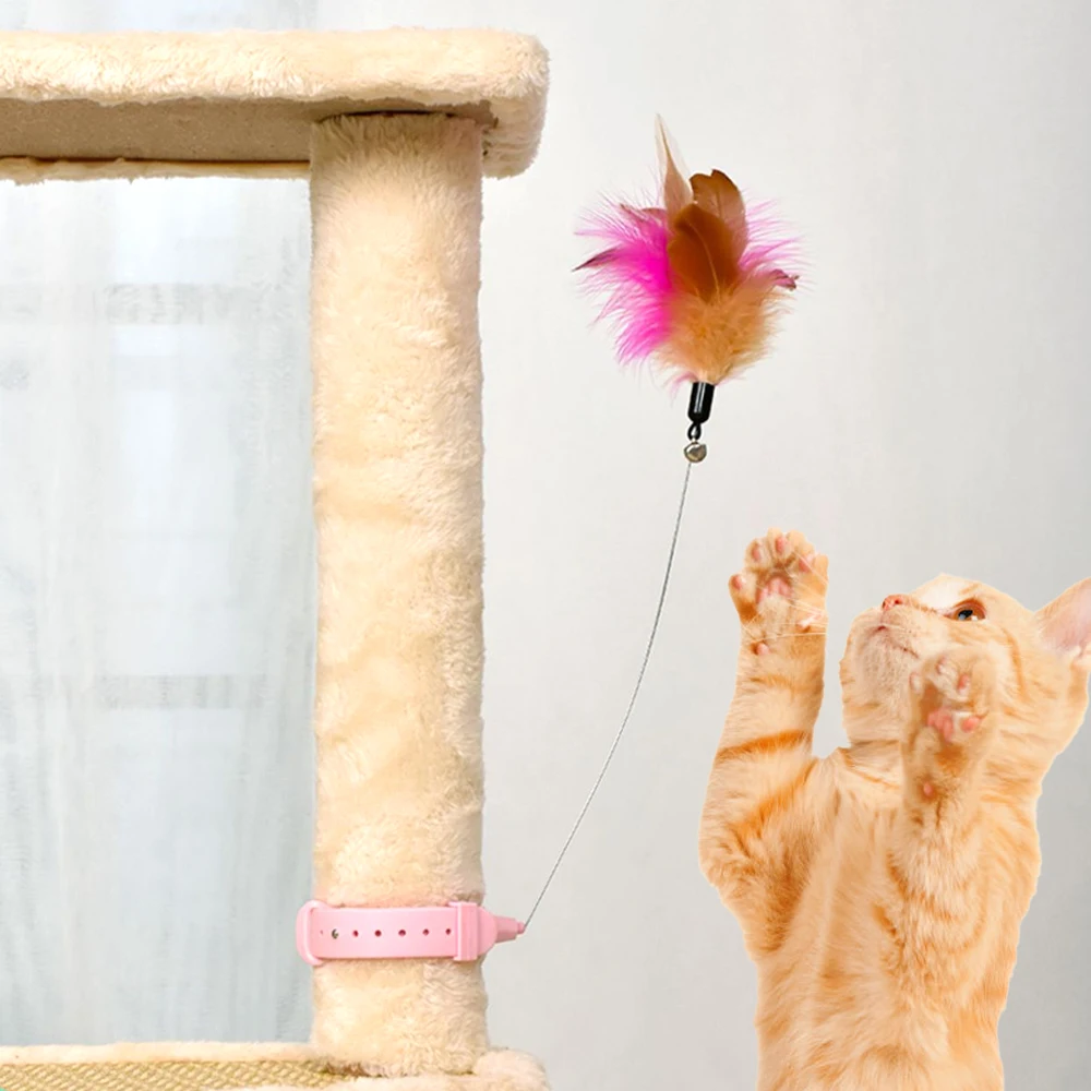 New Cat Toy Interactive Pet Toy Cats Favorite Feather Training Toy Kitten Self-hi Collar Toys with Feather Cats Game Supplies