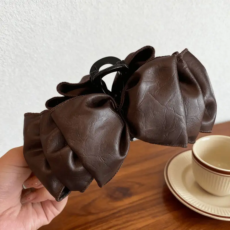 خمر الجلود مخلب كليب للنساء جديد الكورية غير النظامية القوس كبير الشعر كراب انتزاع المشابك دبابيس الشعر حفلة إكسسوارات الشعر هدية