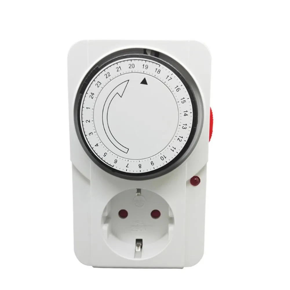24 Hour Programmable Timer Socket 16A 3000W Mechanical Switch For European Standard Home Appliances Energy Saving Control
