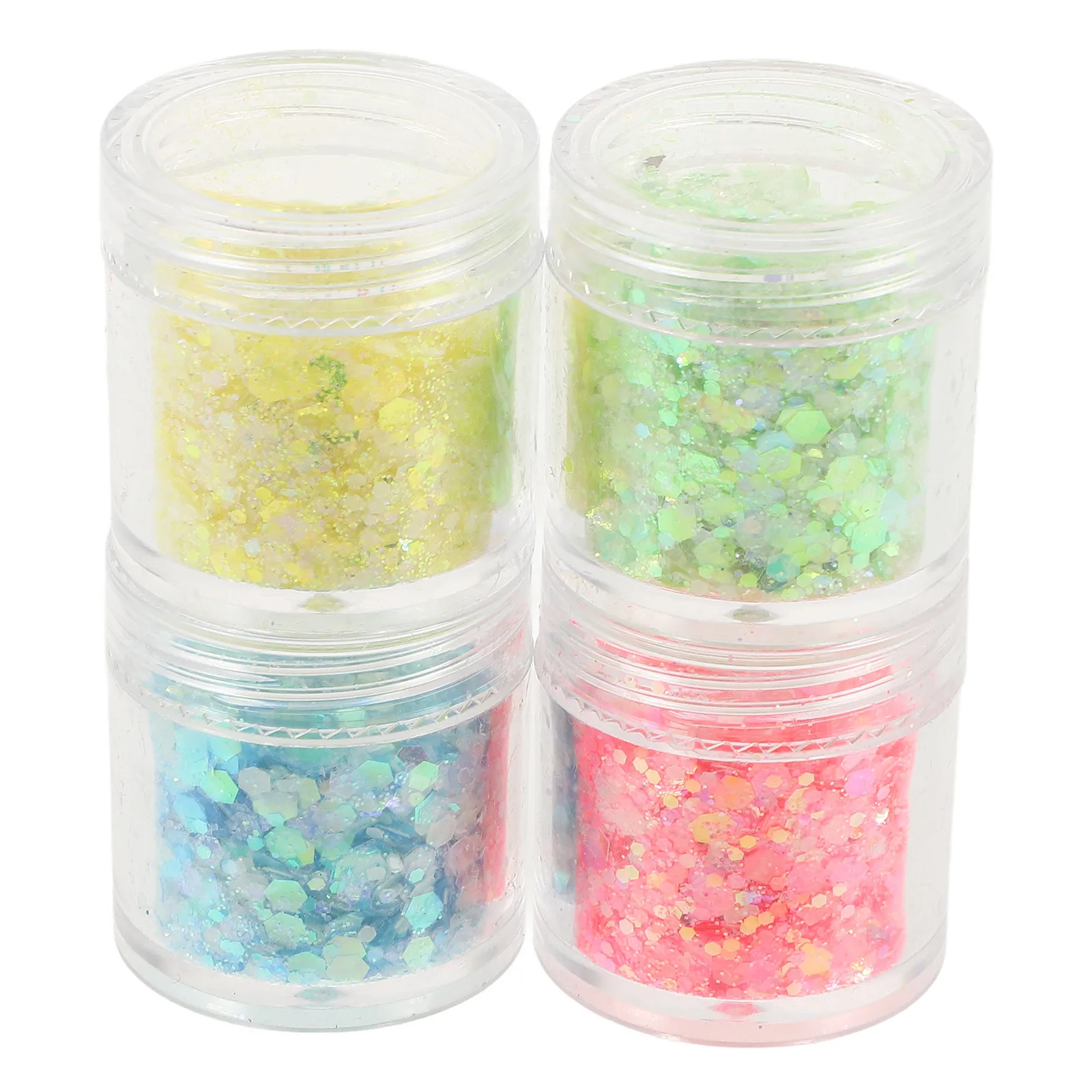 

4 Bottles Phosphorescent Iridescent Nail Glitter Flakes for Nail Art Crafts Face Body Makeup Festival Rave DIY Manicure Sequins