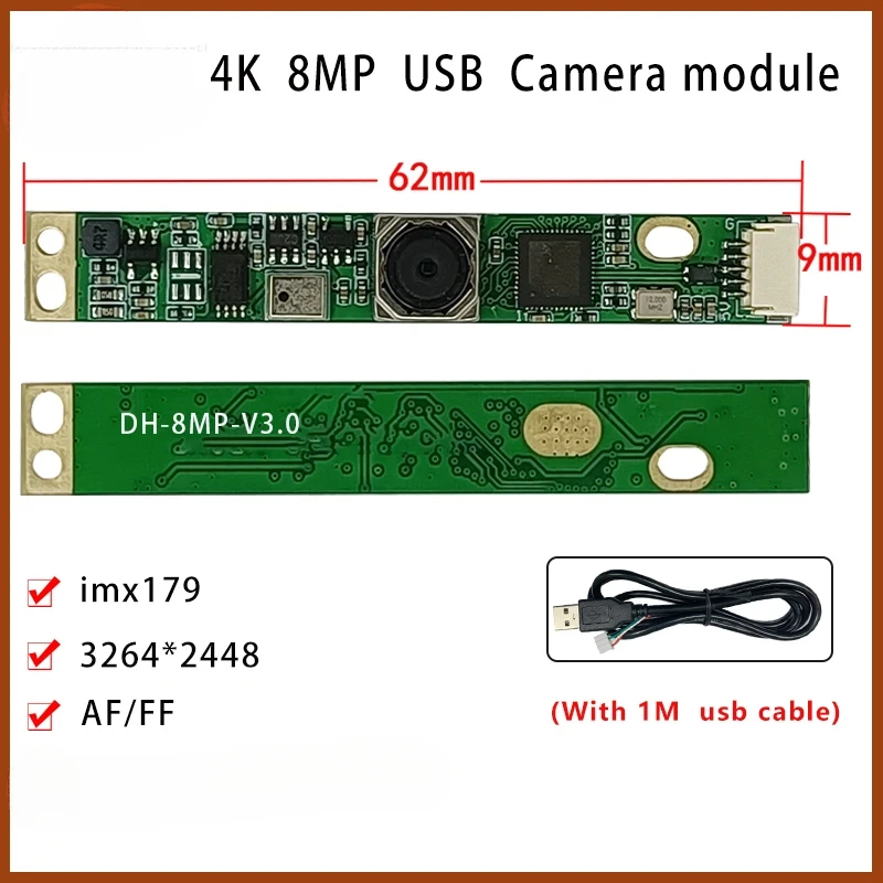 4K Camera Module 8MP CMOS Imx179 Sensor Mini USB UVC Webcam High Resolution Distortionless For Video Conference Machine Vision
