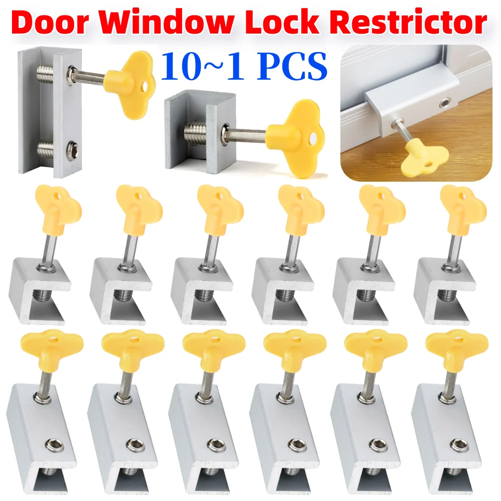

Sliding Window Locks with Key Garage Door Frame Lock Adjustable Portable Alloy Security Multi-function for Bedroom and Office