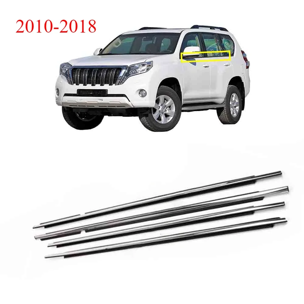 4 Pieces Chrome Outside Window Glass Rubber for Land Cruise Prado 2010--2018 Weatherstrip for Glass Outer Laminate 75711-60071