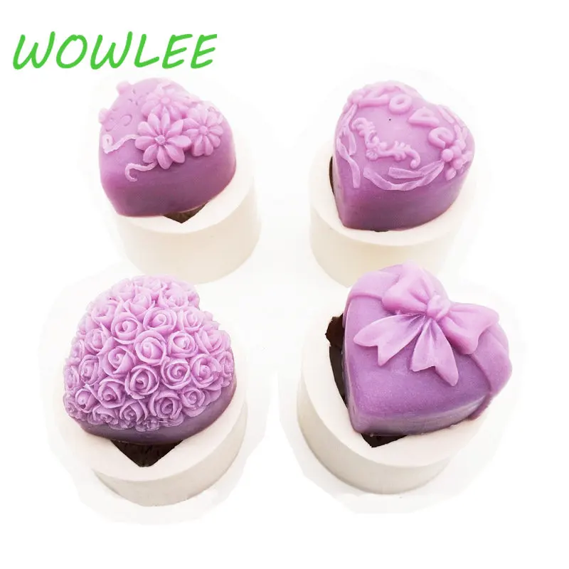 

3D Love Carving Flower Soap Silicone Mold Handmade Chocolate Cake Baking Tool Diy Clay Plaster Candle Making Kit Home Gift